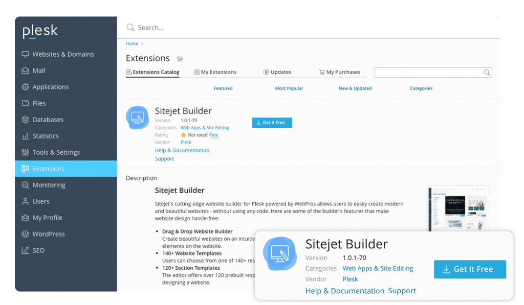 Plesk SiteJet Extension